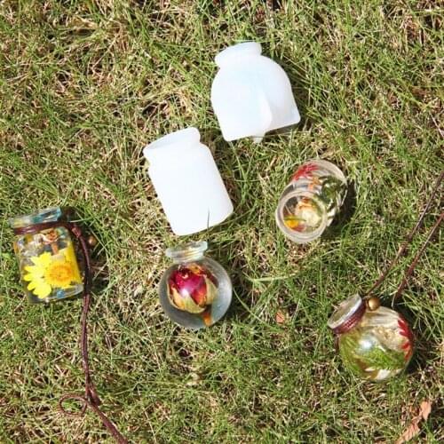 2 Pcs Resin Mold DIY Epoxy Crystal Small Bottle Storage Box Mold Silicone Resin Pendant Mold for DIY Craft Home Decor