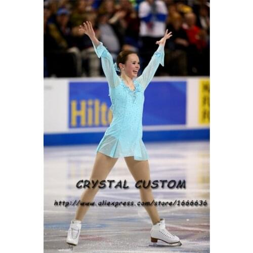 Crystal Custom Figure Skating Dresses For Girls Graceful New Brand Ice Skating Dresses For Competition DR4318