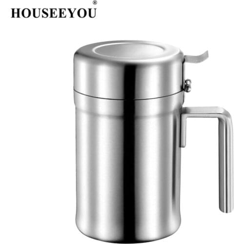 HOUSEEYOU Stainless Steel Oil Pot Spice Jar Soy Sauce Bottle Creative Cruet Vinegar Oil Dispenser Spray Kitchen Cooking Storage