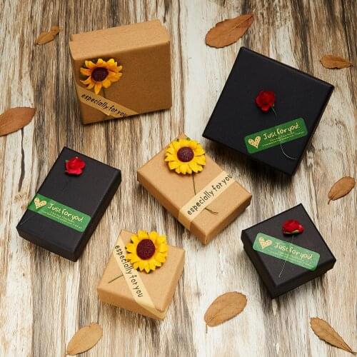 Handmade Creative DIY Yellow Black Gift Box Travel Gift Box Kraft Paper Wedding Birthday Christmas Favor Present Boxes Packing