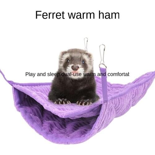 LeChong Ferret Warm Hammock Small Pet Winter Warm Plush Hanging Nest Hamster Double Face Nest Pet Supplies