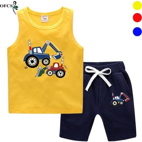 Hot Girls Summer Suits Cotton Kids Outfits For Childrens Clothing Sets Newborn Cartoon Vest Tops + Beach Shorts Toddler Clothes