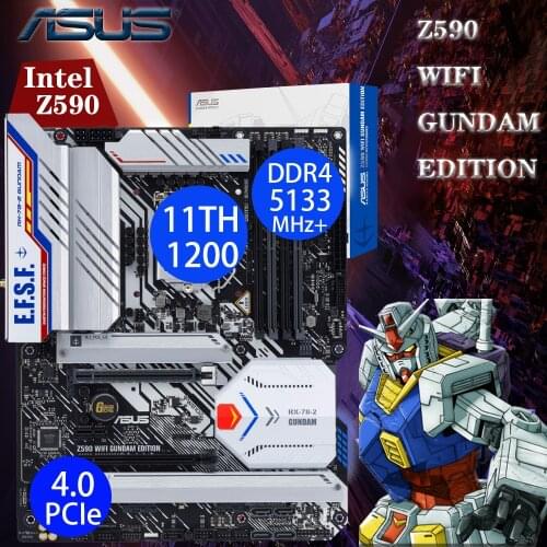 LGA 1200 11TH Asus Z590 WIFI GUNDAM EDITION Motherboard DDR4 128GB M.2 USB3.2 PCIe 4.0 WiFi 6 Intel 2.5 Gb Ethernet New Desktop