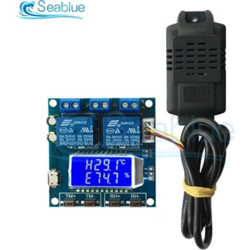 DC 12V 24V 10A SHT20 Temperature Humidity Controller Module LCD Digital Display Thermomter Thermostat Hygrometer Heating/Cooling