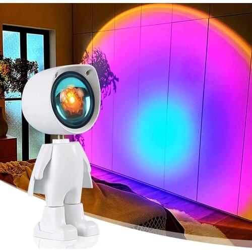 New Cartoon Rainbow Projection Lamp Sun Sunset Robot Projection Lamp USB Rechargeable Room Colorful Decoration Atmosphere Light
