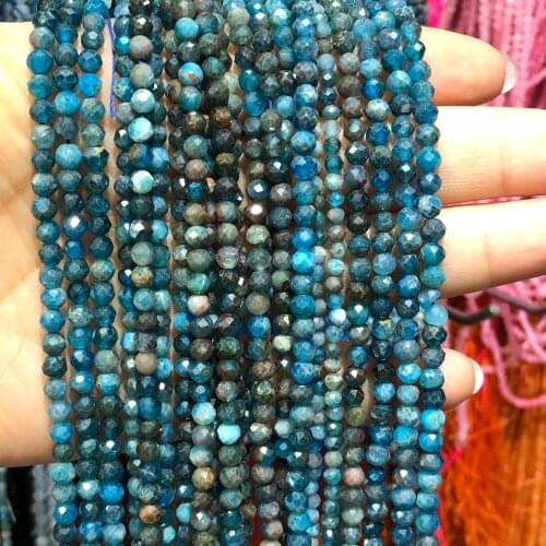 2/3/4mm Natural Faceted AAA Apatite Stone Beads Loose Spacer Rondelle Beads For Jewelry Making Accessories Diy Earing Bracelets