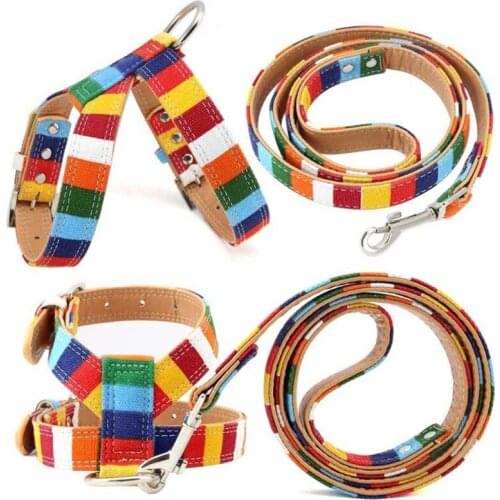 Dog Collar for Dogs Puppy Collar Striped Colorful Canvas Dog Collars Chihuahua Leash Rope for Dogs Pet Harness Pet Products