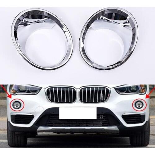 YAQUICKA Car Front Fog Light Lamp Trim Cover Ring For BMW X1 F48 2016 2017 Car-covers Styling Chrome ABS Accessories 2 Colors