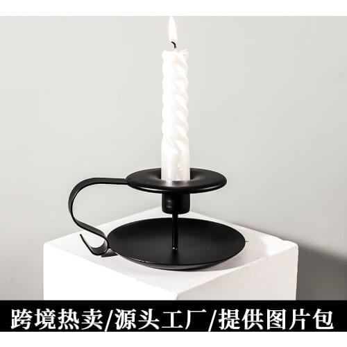 European style wrought iron paint retro hand-held teacup candle holder decoration candlelight dinner wedding decoration creative