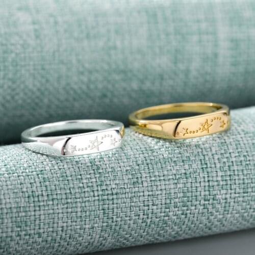 Lucky Carved Star Rings For Women Stainless Steel Ring Gold Silver Color Engagement Wedding Rings Vintage Jewelry Bague