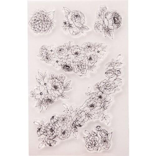 Flowers CLEAR STAMPS Cutting Dies Scrapbook Christmas Card Paper Craft Silicon Rubber Roller Transparent Stamps