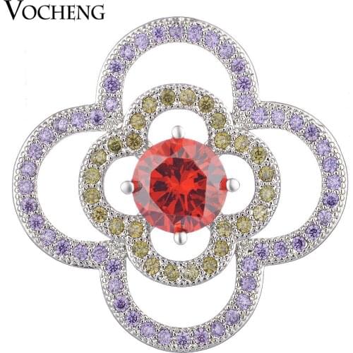 Luxury CZ Stone Vocheng Ginger Snap Button Interchangeable Bling Flower Copper Material 4 Colors 18mm Gift for Girls Vn-1638