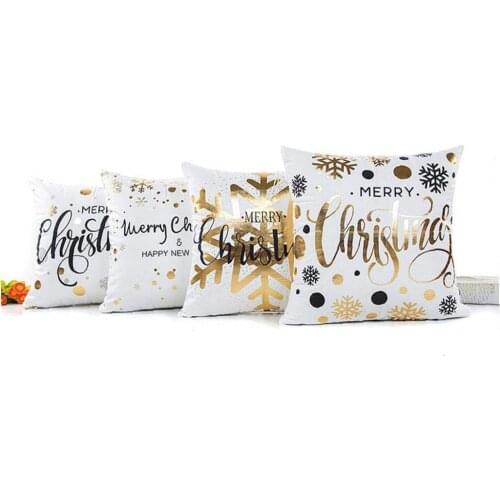 Christmas Cushion Cover Velvet Pillow Case 45x45 cm 2021 Xmas Decoration For Living Room Natal Noel Gift New Year Plush Cushion