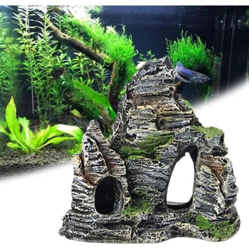Rockery Ornament High Simulation Fish Hideout Resin Mountain View Aquarium Decoration for Home Decor