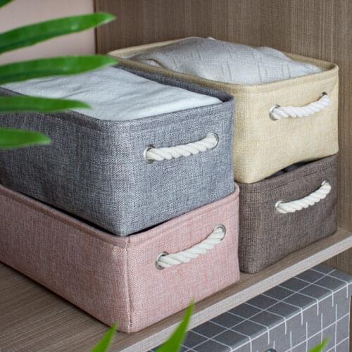 Cotton Linen Folding Storage Baskets kids toys organizer Clothes and sundries storage box Cabinet storage bag Laundry Basket WF