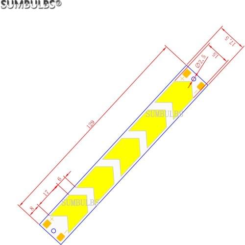 [Sumbulbs] Arrow Shape LED Light Source COB Lamp Strip 6500K Cold White 129*18mm DIY Flexible 12V 5W Work Bulb