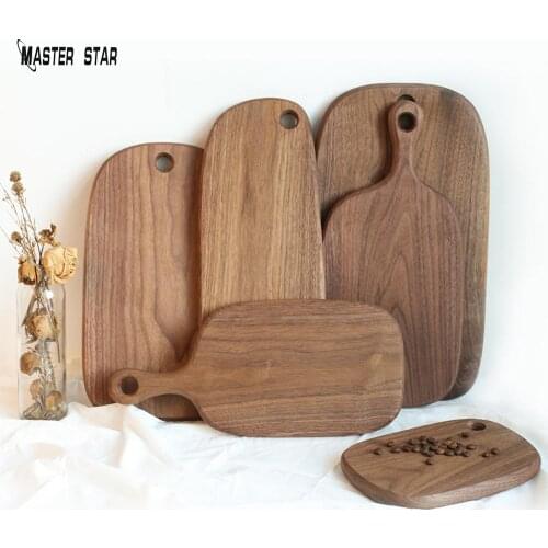 Master Star Entire Walnut Wood Food Serving Plate Multifunction Cutting Board Fruit Bread Tray Kitchen Dish