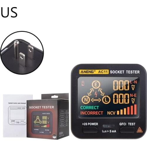 Socket Tester Pro Voltage Test Socket Detector US UK SA AU EU Plug Ground Zero Line Plug Polarity Phase Check AC11