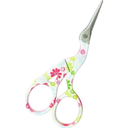 Vintage Flwer Stork Embroidery Sewing Shears Nail Art Scissors Cutter Tool
