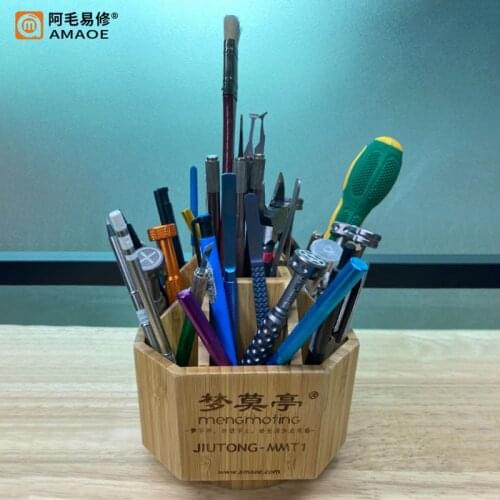 AMAOE MMT1 Rotating Storage Box Wooden Container Circle Whirling Receiving Box Mobile Phone Repair Tool Gadgets Holder