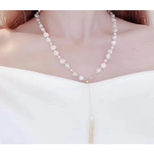 Jewelry Wild Baroque Pearl 14K injection gold tail chain adjustable freshwater pearl Necklace