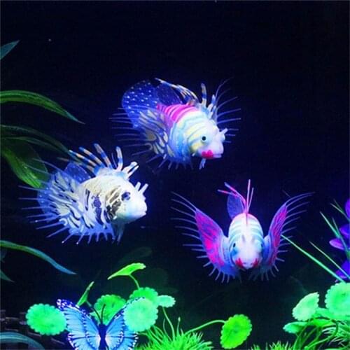 1Pc Glow In Dark Artificial Aquarium Lionfish Ornament Aquarium Artificial Silicone Jellyfish Mini Craft Tank Decoration