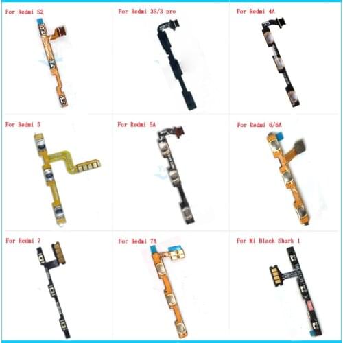 10pcs Volume Button Power Switch On Off Button Flex Cable For Xiaomi Mi Black Shark 1 SKR-AO Redmi s2 3s 3 pro 5 6 4A 5A 6A 7 7A