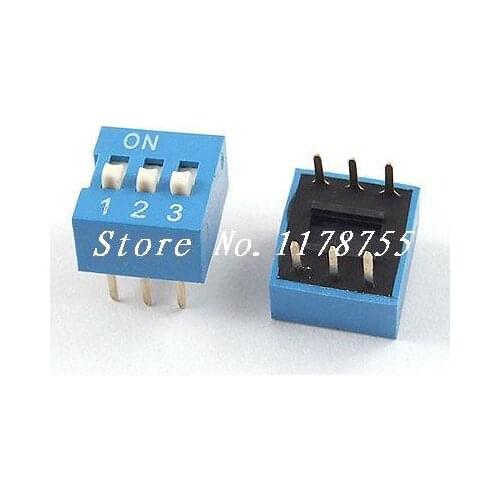 10 Pcs Blue 2.54mm Pitch Double Row 6 Pin 3 Positions Ways Slide Type DIP Switch