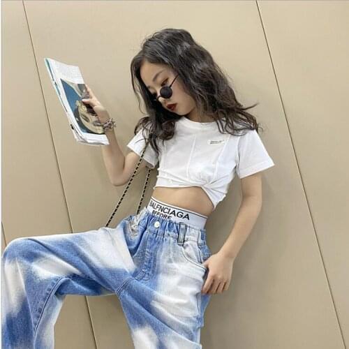 2021 hot sale girls t-shirt cotton summer fashion girls tops 6-12t B242