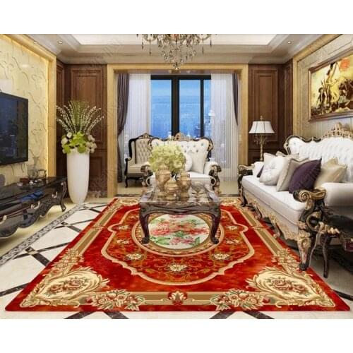 Custom Home 3D Flooring Self adhesive Wallpaper Red carpet Living room bedroom bathroom 3D Floor Wallpaper Home Decor