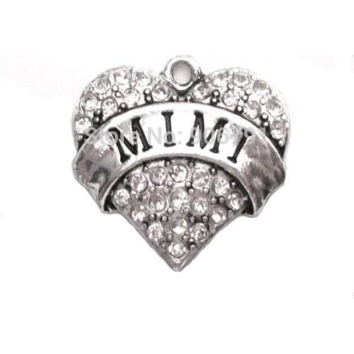 50pcs a lot rhodium plated fashion MIMI Crystal Heart Pendant(A100060)