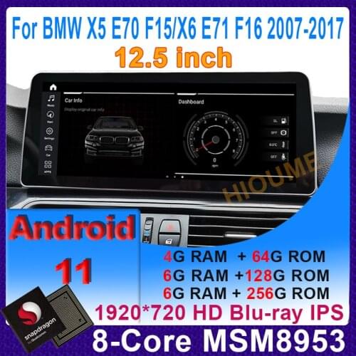 12.3" Snapdragon Android 10.0 Car Multimedia Player GPS Navigation for BMW X5 E70 F15/X6 E71 F16 2007-20176 Radio Stereo Video