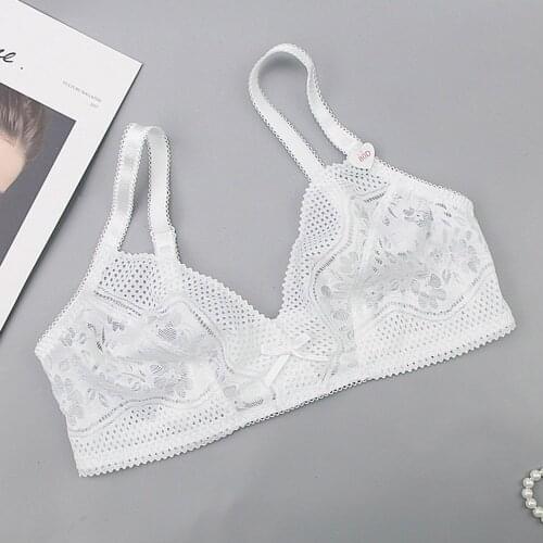 Summer Lace Wireless Bras for Women Ultra Thin Unlined Bralette Underwire Big Size Bra Top BH 34 36 38 40 42 44 46 48 50