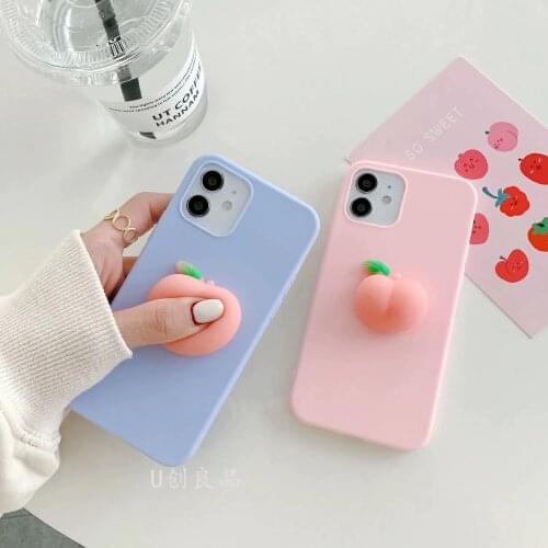 3D Peach Release Pressure Soft Case Cover For OPPO Realme GT C21 C20 C17 C15 C11 C12 C3 C1 C2 V3 V5 V12 V15 XT X2 X3 X50 X7 Pro