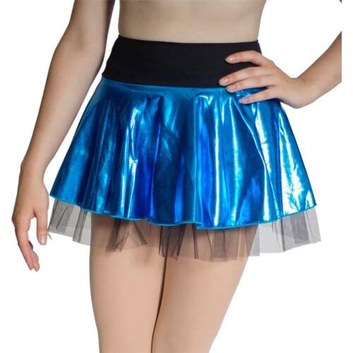 Metallic Upper Skirts Black Under Tulle Pull-on Jazz Skirts without Underpants Ladies Girls Skirt