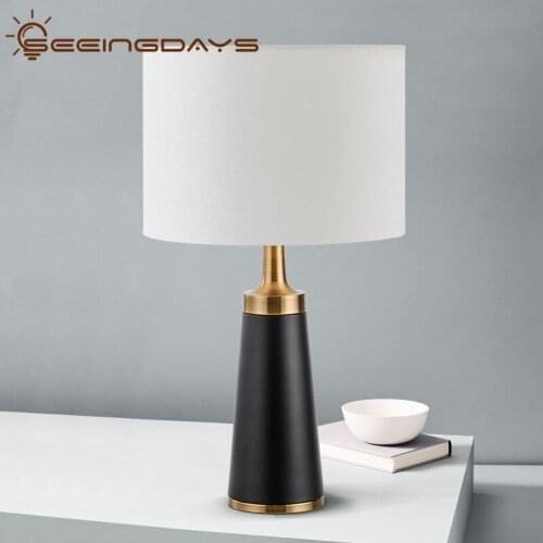 Design Modern New Chinese Style Simple Black Metal Table Lamps for Bedroom Bedside Lamp Living Room Study Hotel Room Home Decor