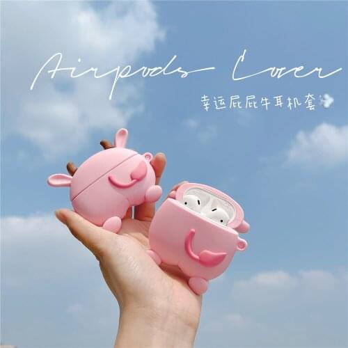 For Apple AirPods pro cases 3D Cartoon pink COW Butt Earpods Case for Air pods 2 1 cute Ass Wireless Earphone Protective Cover