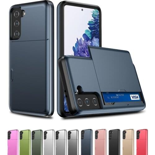 For Samsung Galaxy S21 Ultra S30 Plus S20 FE Coque Business Slide Armor Card Slots Cover For Samsung S21 S30 S20 Fe 5G Funda