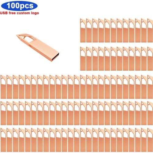 100pcs logo free Metal Usb2.0 Flash Drive 64GB USB Stick Waterproof Pen Drive 32GB 16GB 8GB 4GB mini Pendrive Flash Memory Stick
