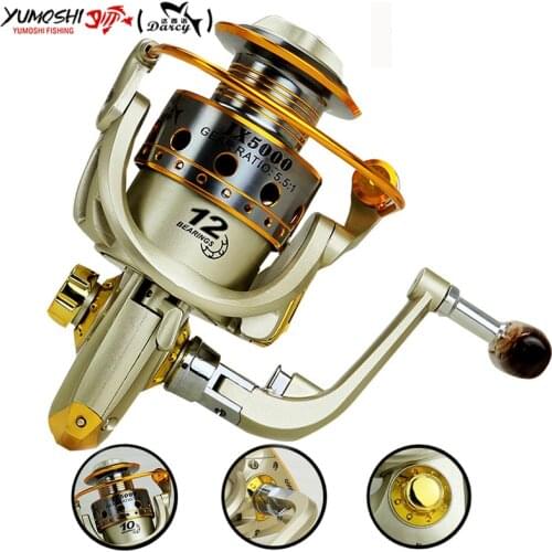 Hot wheels fish spinning reel 5.5:1 12Ball Bearing carretilhas de pescaria molinete fishing reel accessories 1000-7000series