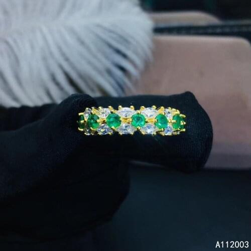 KJJEAXCMY Fine Jewelry 925 Sterling Silver Inlaid Natural Gemstone Emerald Female New Ring Beautiful Support Detection