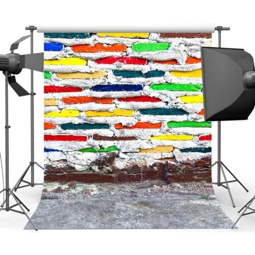Mehofoto Colorful brick Wall Photo Backdrop for Photograph Vintage Background for Photo Studio Computer Printed F-1571