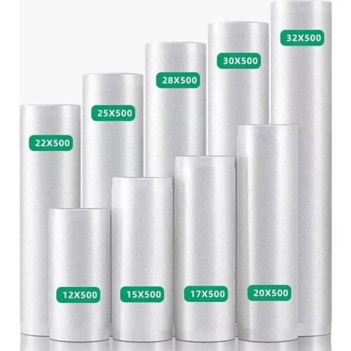 Kitchen Food Vacuum Bag 6 Pcs Packaging Rolls 12/15/20/28/30CM Freezer Bags 500cm Rolls/Lot Free Cut Vacuum Bags For Food