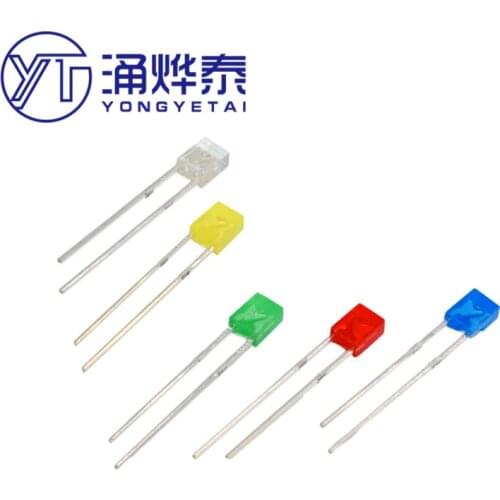 YYT 100PCS 2*3*4MM square LED white hair white red emerald green blue yellow orange light-emitting diode light bright short foot