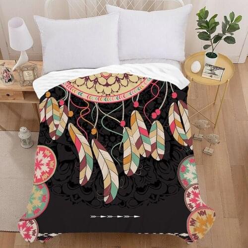 Dreamcatcher Sherpa Blanket Blue Galaxy Bedspread Bald Eagle Velvet Plush Beds Fleece Blanket Bohemian Mantas Para Cama