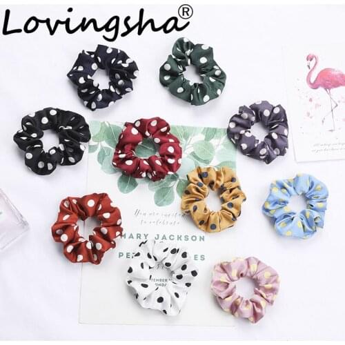 LOVINGSHA Fashion Dots Hair Accessories For Ladies Hair Tie Women Brand Girl Scrunchies Ponytail Hair Female Holder Rope FC211