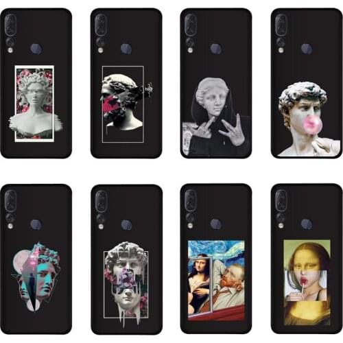 QAQsam Soft TPU Silicone For Lenovo Z5s 2018 Case Back Cover Cartoon Statue Abstract Art Painted Cases
