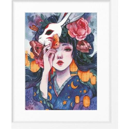 Butterfly Girl Counted Cross Stitch Kits Pattern DIY Home Fun 11CT 14CT Printed Canvas Embroidery Sets Wall Decoration Paintings