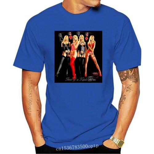 New Four Of A Kind Poker Cards Chips T Shirt Gambling Sexy Girls Casino Tee S-3Xl Printed Tee Shirt