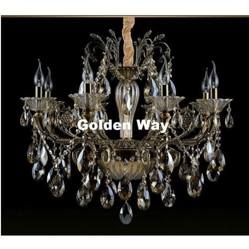 New Arrival Brass Color Crystal chandelier Zinc Alloy Chandelier Classic Crystal Lustre Lighting for Foyer Cristal Candle Bulbs